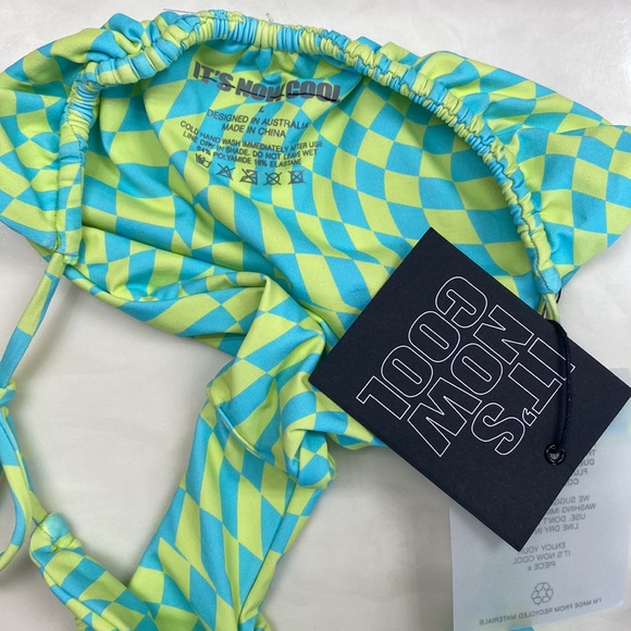 (A21) It’s Now Cool The Gathered Tie Pant ONLY, Lime Wave Cheque, Size M, NWT - Picture 7 of 8